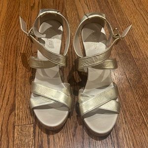 Like New Cole Haan Gold Wedge Sandals